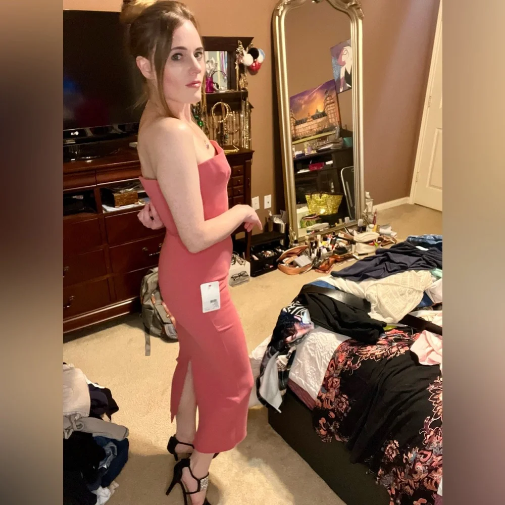 Alex Perry Elegant Coral Strapless Dress - Picture 8 of 16